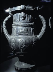 Vaso a figure nere, etrusco, VI secolo a.C.